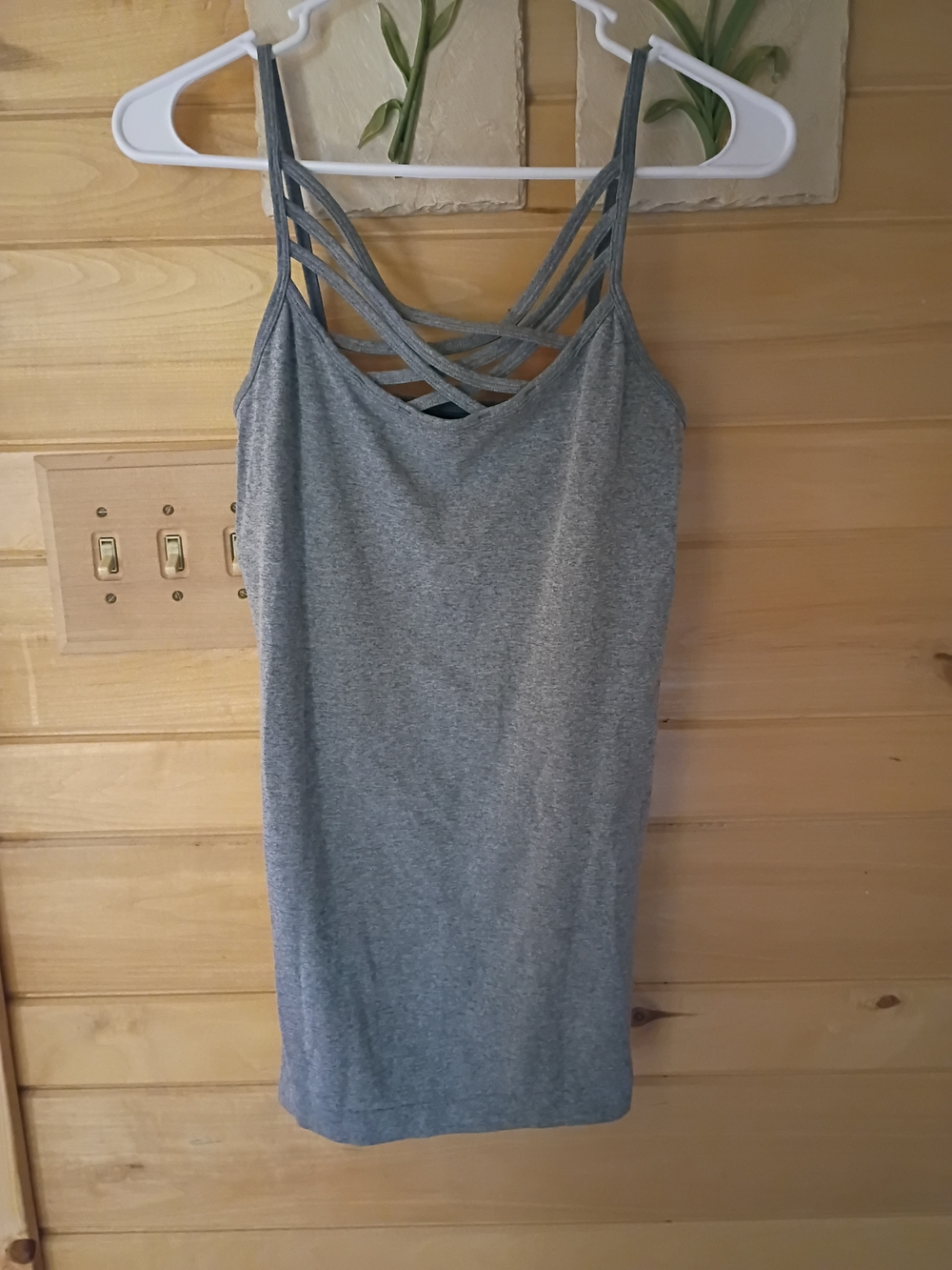 Women's Gray Strappy Crisscross Camisole Tank Top